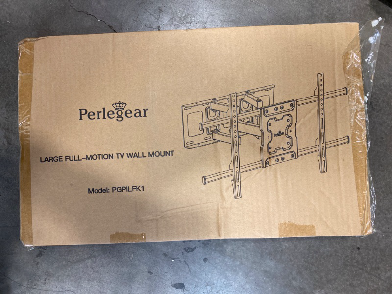 Photo 3 of Perlegear UL Listed Full Motion TV Wall Mount for Most 37–82 inch Flat Curved TVs up to 100 lbs, 12?/16? Wood Studs, TV Mount Bracket with Articulating Arms, Swivel, Tool-Free Tilt, Max VESA 600x400mm NEW