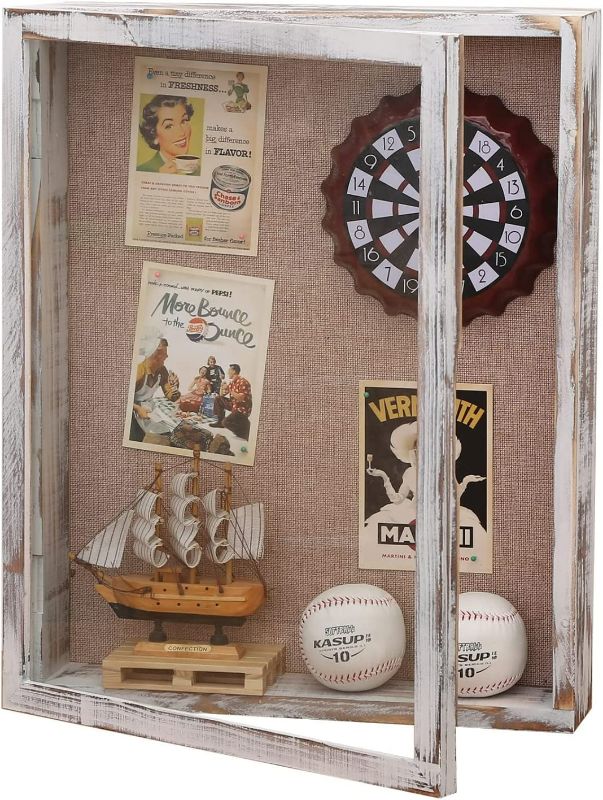 Photo 1 of 16x20 Shadow Box,  Extra Large Shadow Box Frame with Glass, Thick Shadow Box Display Case with Hinge, Big Memory Box for Memorabilia, Photos, Award, Flower, Ticket Stub-Di NEW 