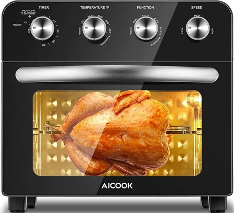 Photo 1 of A/C 10-in-1 Air Fryer Oven large Convection Toaster Oven with Rotisserie and Dehydrator, Oil-free Cooking, 6 Black (FM-9015) NEW