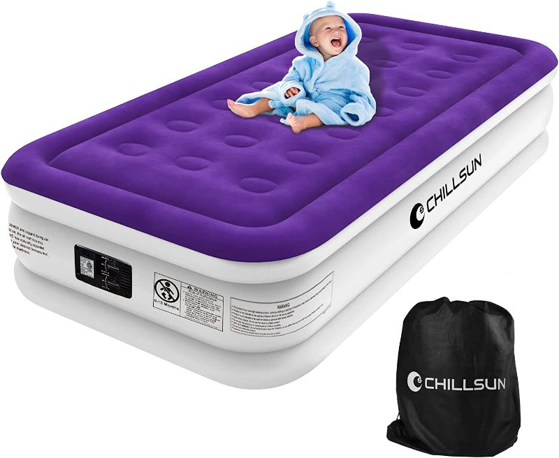 Photo 1 of CHILLSUN Air Mattress with Built in Pump - 16 inch Twin Size Double-High Inflatable Mattress with Flocked Top - Easy Inflate, Waterproof, Portable Blow Up Bed for Home NEW
