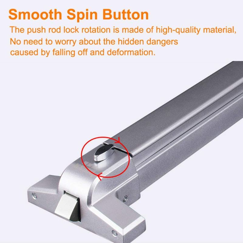 Photo 1 of COOLOUS Controls Push Bar Panic Exit Device Aluminum, with Exterior Lever Trim (Aluminum) NEW