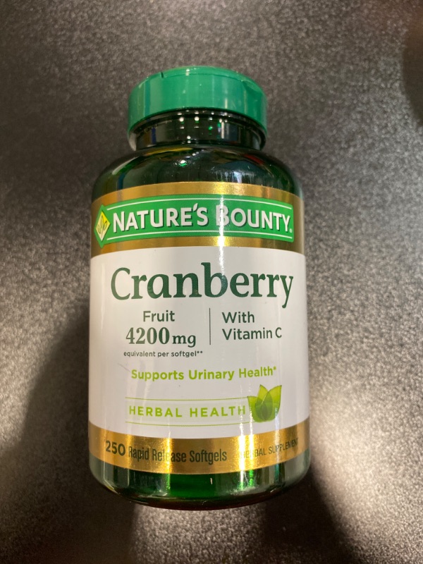 Photo 2 of Nature’s Bounty Cranberry 4200mg With Vitamin C, Urinary Health & Immune Support, Cranberry Concentrate, 250 Rapid Release Softgels 250 Count NEW