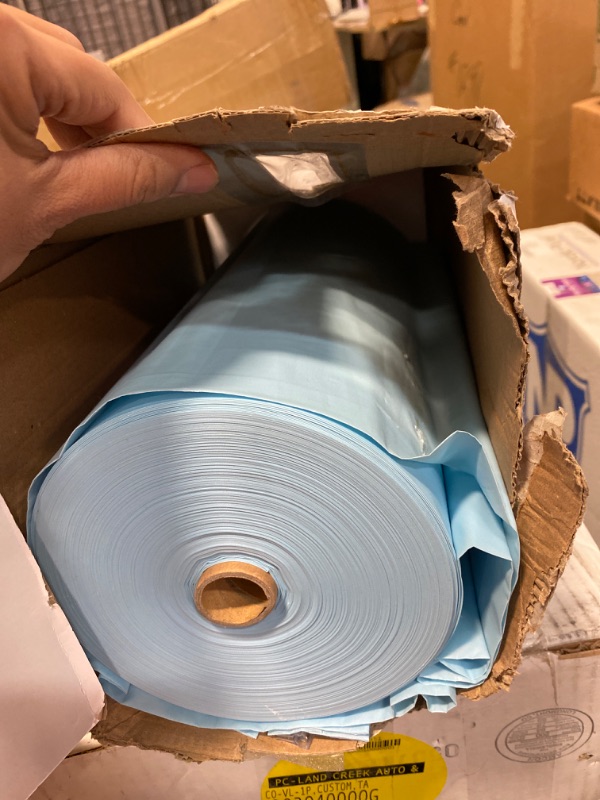 Photo 3 of Exquisite 54 Inch X 300 Feet Light Blue Plastic Table Cover Roll in A Cut - to - Size Box with Convenient Slide Cutter. Cuts Up to  Plastic Disposable Tablecloths NEW