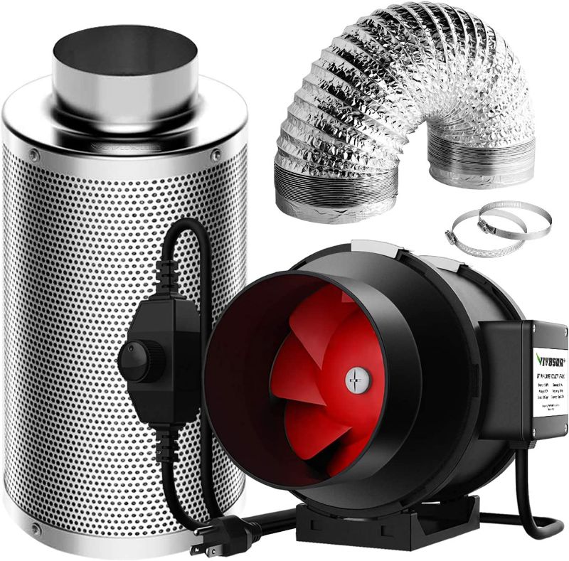Photo 1 of VIVOSUN Ventilation Kit ine Fan with Speed Controller, 6 Inch Carbon Filter and f Ducting for Grow Tent