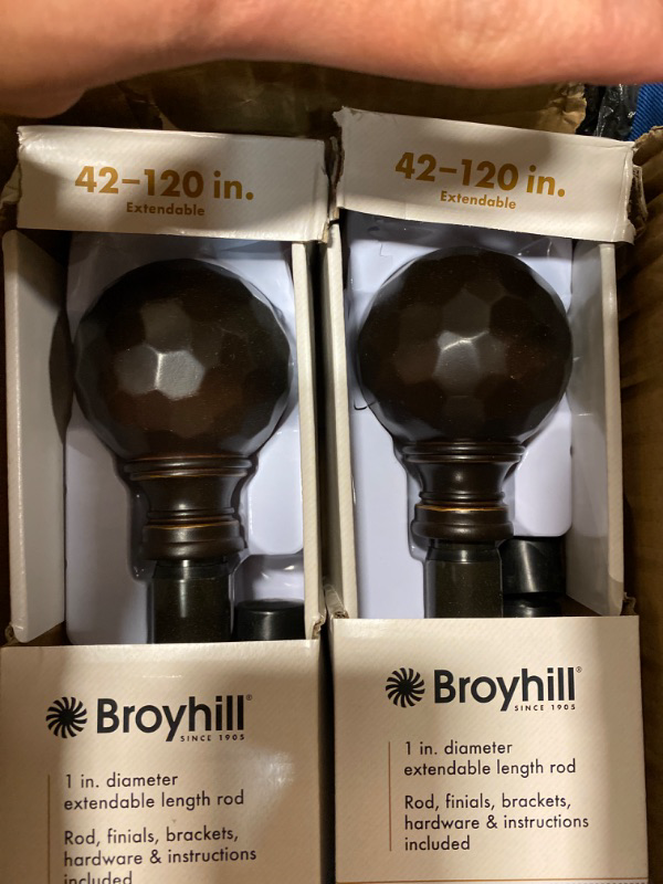 Photo 1 of 2 Pieces Broyhill Curtain Rod Rubbed Bronze 1" Curtain Rod, (42"-120") NEW