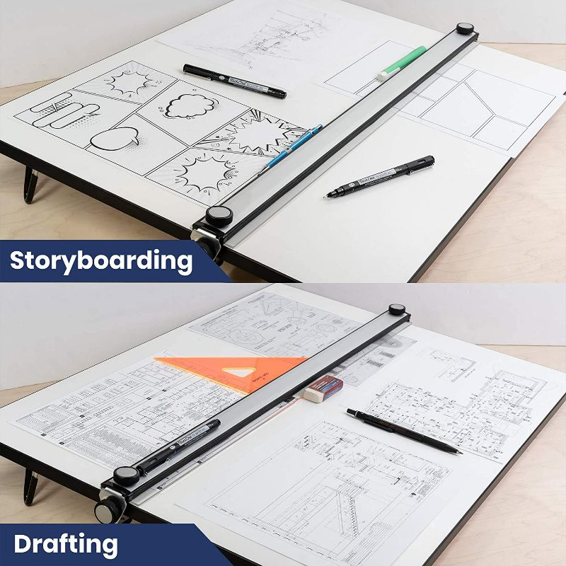 Photo 2 of Pacific Arc Table Top PXB Drawing Board with Parallel Bar, White, 23 inches by 31 inches NEW