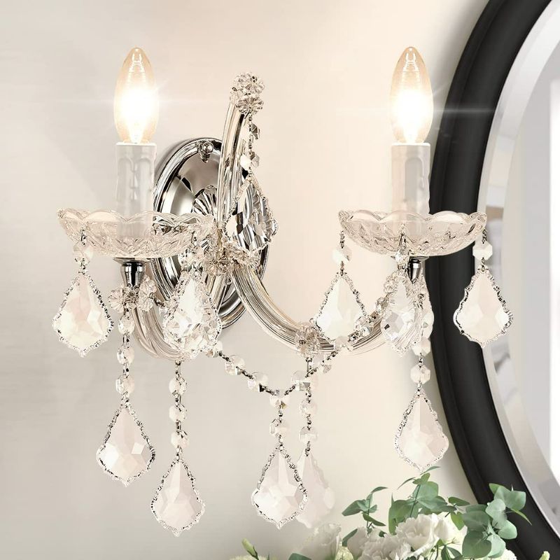 Photo 1 of TMAFON Crystal Wall Lights, Modern Sconces - Brilliant 2 Light Maria Theresa Wall Lamp Light Fixtures, Wall Mounted Lamp for Bedroom, Living Room, Bedside, Corridor NEW