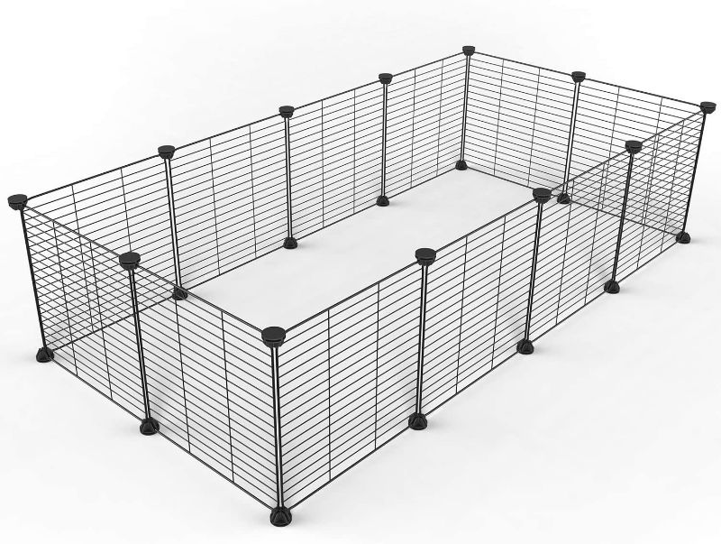 Photo 1 of Tespo Pet Playpen, Small Animal Cage Indoor Portable Metal Wire yd Fence for Small Animals, Guinea Pigs, Rabbits Kennel Crate Fence Tent, 15 X 12 Inch 12 Panels Black NEW 