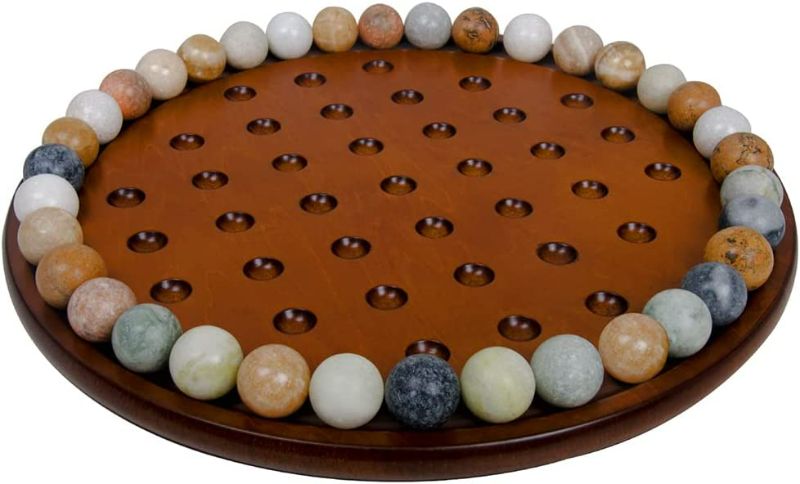 Photo 1 of Wooden Finish Authentic Handmade Solitaire Board Game Set with  Natural Marbles, for Ages 14 & up NEW 