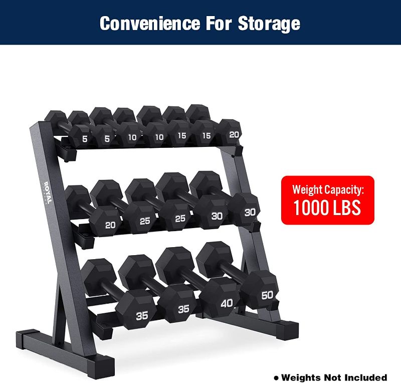 Photo 2 of Royal Fitness 3 Tier Dumbbell Weight Rack Heavy Duty, Home Gym Dumbbell Storage Stand Holder, Black NEW