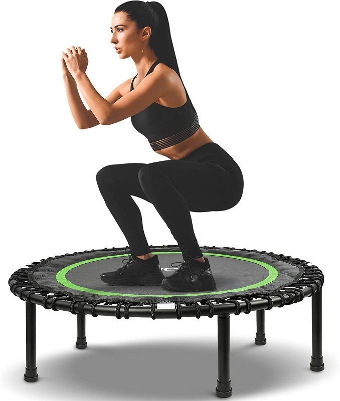 Photo 1 of BCAN 300LBS/450LBS Foldable Mini Trampoline, 38"/40" Fitness Trampoline with Safety Pad/Bungee Cords, Stable & Quiet Exercise Rebounder for Kids Adults Indoor/Garden Workout A-GREEN-40 NEW