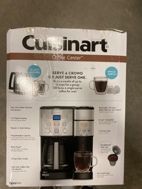 Photo 3 of Cuisinart Single Serve + 12 Cup Coffee Maker, Offers 3-Sizes: 6-Ounces, 8-Ounces and 10-Ounces, Stainless Steel, SS-15P1 Stainless Steel,Black 12-Cup Glass