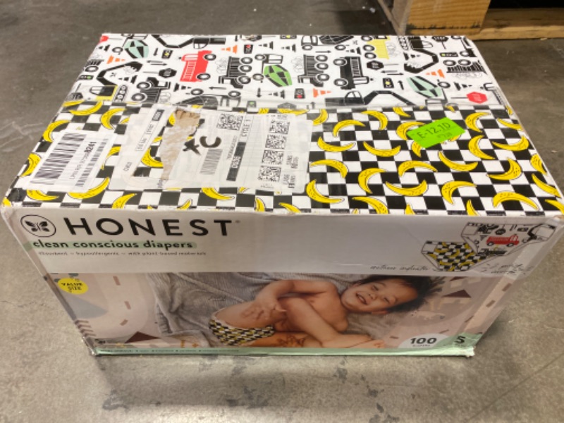 Photo 3 of The Honest Company Clean Conscious Diapers | Plant-Based, Sustainable | Big Trucks + So Bananas | Super Club Box, Size 5 (27+ lbs), 100 Count Size 5 Big Trucks + So Bananas NEW