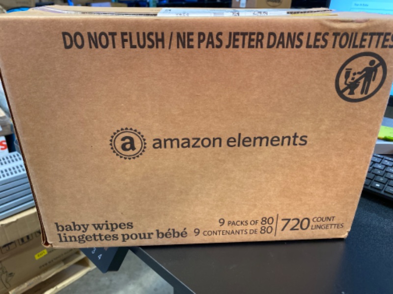 Photo 2 of Amazon Elements Baby Wipes, Unscented, White (Pack of 9) (Previously 720 Count) NEW