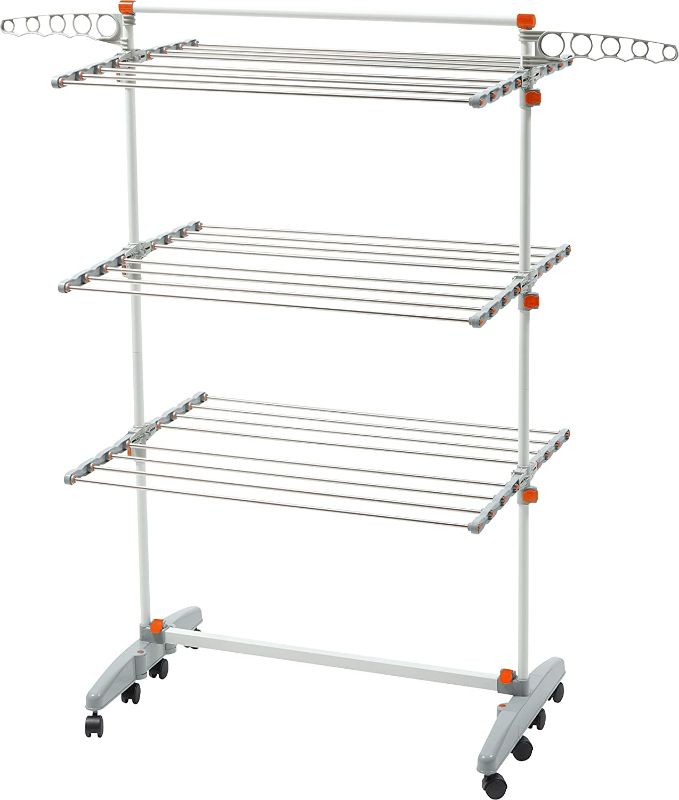 Photo 1 of 3-Tier Clothes Laundry Drying Rack Plastic 