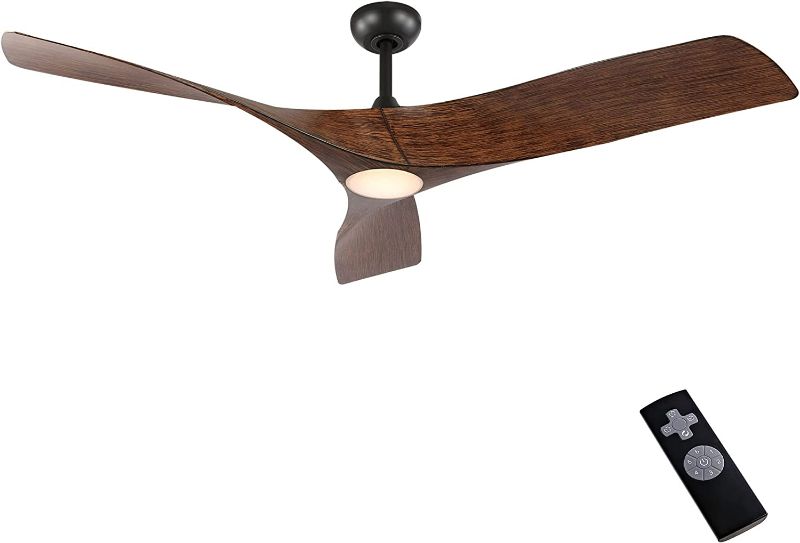 Photo 1 of WINGBO 52" DC Ceiling Fan with Lights and Remote, Bronze Walnut Ceiling Fan, 3 Curved ABS Blades, 6-Speed Reversible DC Motor, Modern Ceiling Fan for Kitchen Bedroom Living Room, ETL Listed NEW