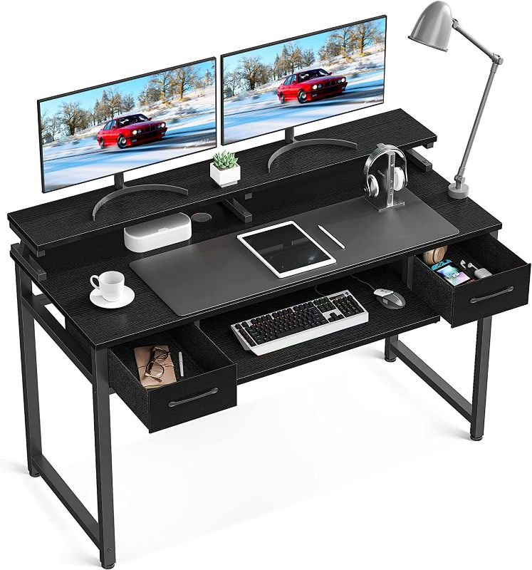 Photo 1 of ODK Computer Desk with Keyboard Tray,  Home Office Desk with Drawers, Modern Work Study PC Desk with Monitor Shelf, Black NEW 