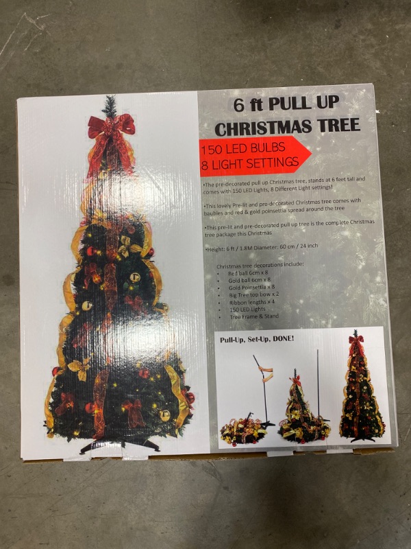 Photo 3 of Prextex Premium 6 ft Pre-Decorated Christmas Tree - Pop Up Christmas Tree with Lights and Decorations Collapsible Christmas Tree with Lights Pre Decorated Christmas Tree with Lights Christmas Prelit NEW