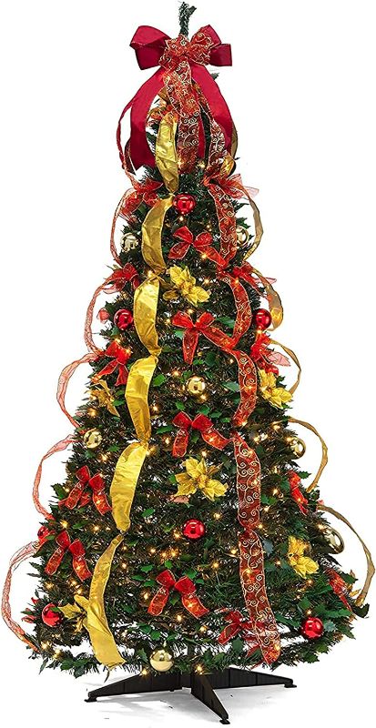 Photo 1 of Prextex Premium 6 ft Pre-Decorated Christmas Tree - Pop Up Christmas Tree with Lights and Decorations Collapsible Christmas Tree with Lights Pre Decorated Christmas Tree with Lights Christmas Prelit NEW