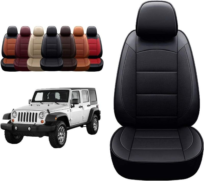 Photo 1 of OASIS AUTO 2018-2022 Wrangler JL 4 Door Custom Leather Seat Covers (W/O Rear Cup Holder, Black) NEW