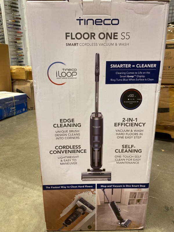 Photo 4 of Tineco Floor ONE S5 Smart Cordless Wet Dry Vacuum Cleaner and Mop for Hard Floors, Digital Display, Long Run Time, Great for Sticky Messes and Pet Hair, Space-Saving Design, NEW