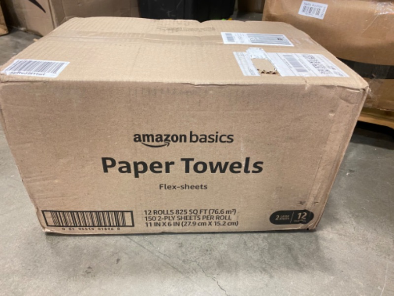 Photo 3 of Amazon Basics 2-Ply Paper Towels, Flex-Sheets, 6 Rolls (Pack of 2), 12 Value Rolls total (Previously Solimo) NEW