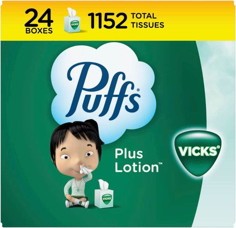 Photo 1 of Puffs Plus Lotion with Vicks Facial Tissues, 24 Cubes, 48 Tissues per Box NEW