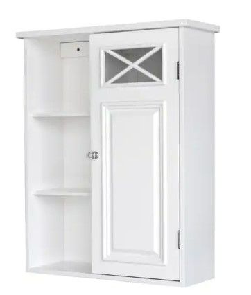 Photo 1 of Teamson Home Dawson Removable Wooden Wall Cabinet with Cross Molding, White
