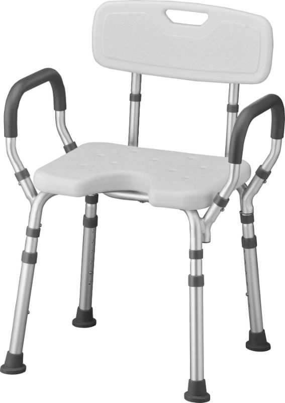 Photo 1 of NOVA Medical Products Shower & Bath Chair with Back & Arms & Hygienic Design, White, 1 Count NEW