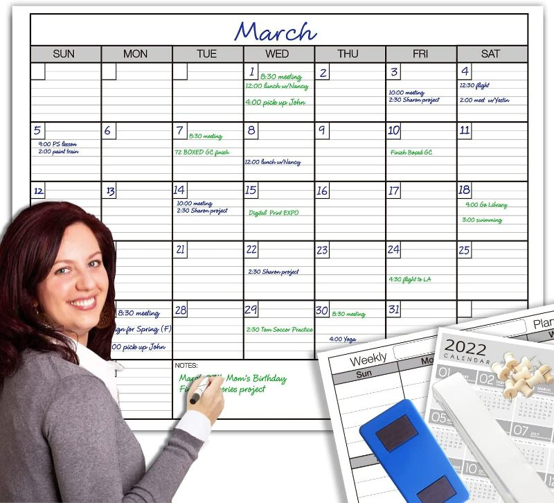 Photo 1 of 36x24 " Dry Erase Monthly Extra Large White board Calendar for Wall (ONLY Board) NEW