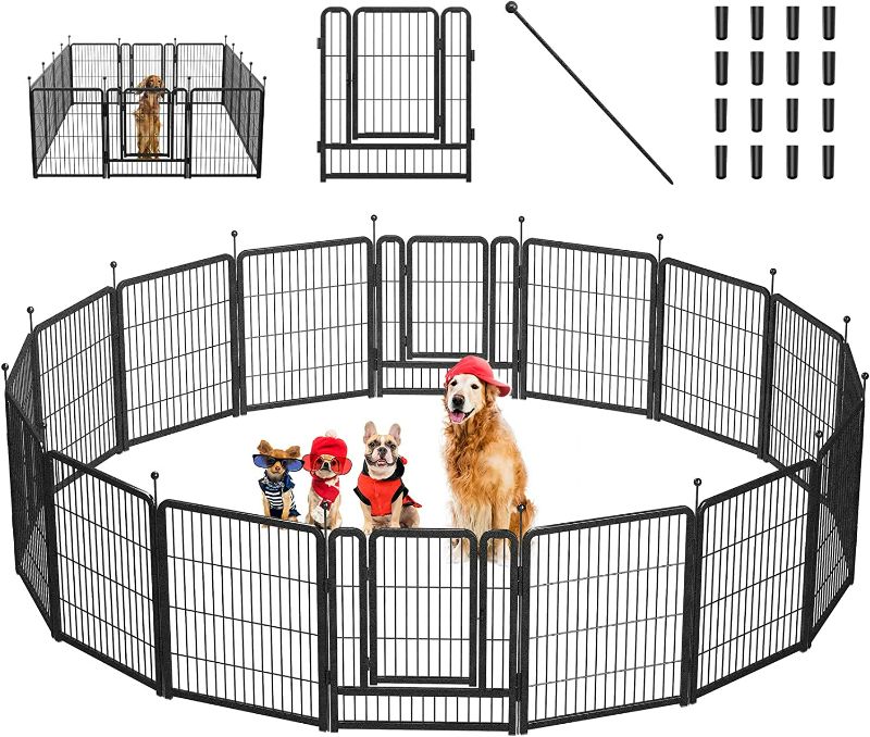 Photo 1 of Mr IRONSTONE Dog Playpen with Anti-Rust Surface, Foldable 8/16 Panels 32" Height Dog Fence Exercise Pen, Indoor/Outdoor Puppy Pen Pet Playpen for Small/Medium/Large Dogs NEW 