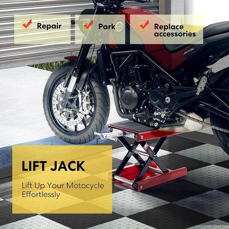 Photo 2 of VIVOHOME Steel Motorcycle ATV Wide Deck Scissor Lift Jack Crank Hoist Stand 1100 lbs NEW
