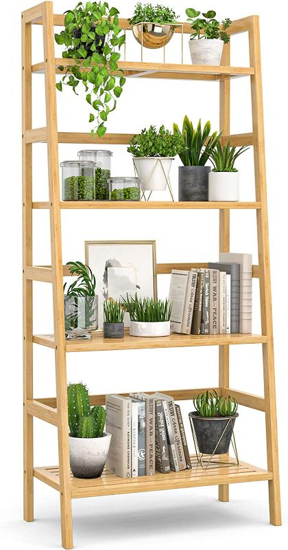 Photo 1 of  Ladder Bookshelf, 4-Tier Bamboo Ladder NEW 