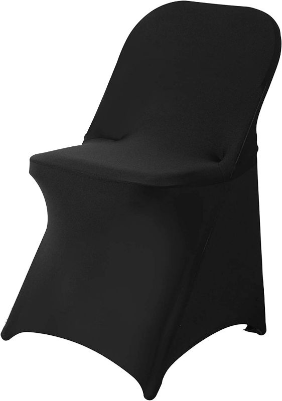 Photo 1 of Ascoza 20 Pack Black Spandex Folding Chair Covers in Stretch Washable Fabric for Wedding, Party,Holidays,Celebration and Other Special Events NEW