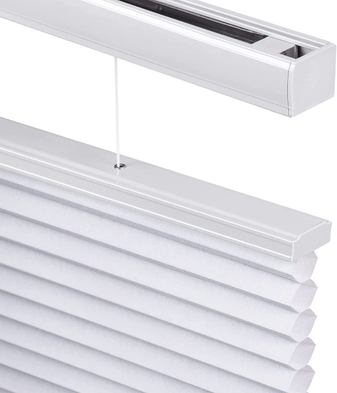 Photo 2 of LazBlinds Top Down Bottom Up (TDBU) Cordless Cellular Shades, Light Filtering Honeycomb Shades Pleated Blinds for Window Size 26" W x 64" H, White White - Light Filtering 26" W x 64" H NEW