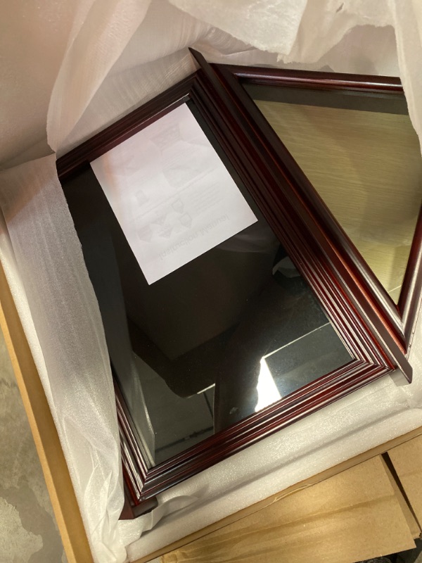 Photo 2 of DecoWoodo Flag Certificate Display Case Box Fit a Folded 3'x5' Flag,Veteran Flag Display Case for America Flag,Flag Shadow Box Felt Lining for Badges Medals, Military Flag Display Case,Mahogany Finish 3x5 flag certificate display case NEW