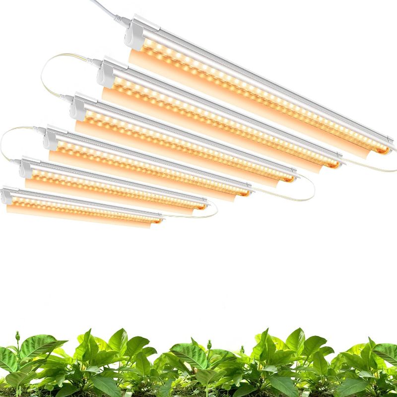 Photo 1 of Monios-L T8 LED Grow Light 2FT, 144W(6×24W) High Output Plant Grow Light Strip, Full Spectrum Sunlight Replacement with Reflectors for Indoor Plant, 6-Pack NEW