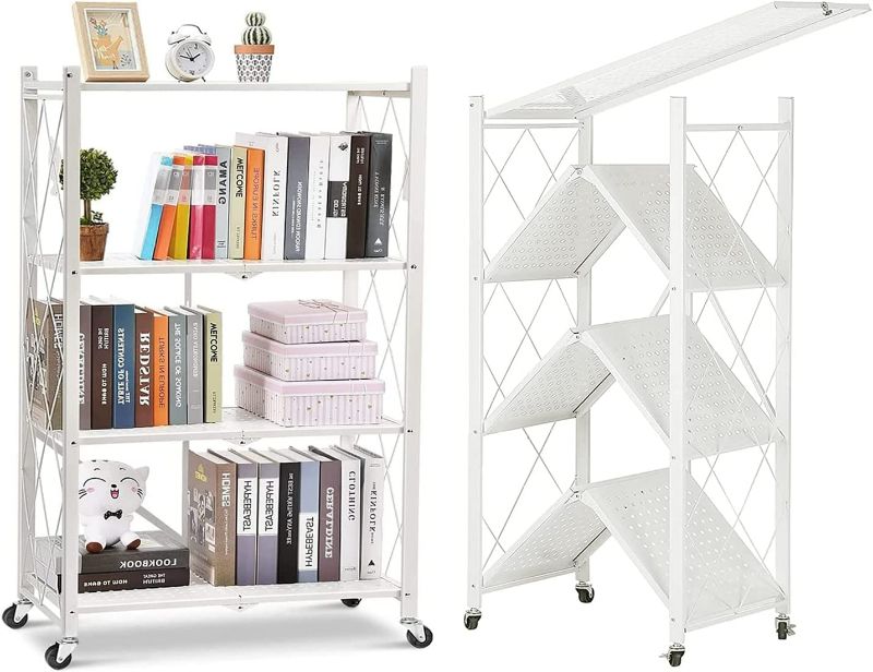 Photo 1 of Foldable Metal Rack Storage Shelving Units White