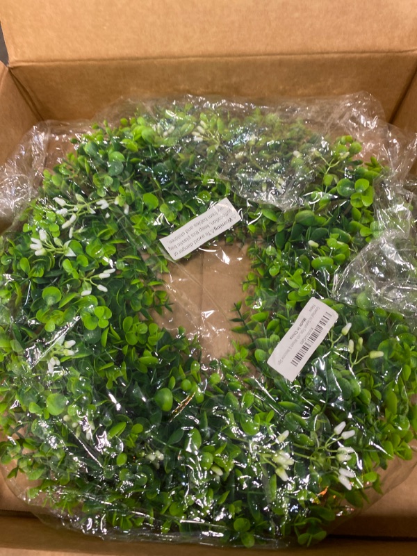 Photo 2 of Wreath 15" Artificial Green Leaves Wreath for Front Door Hanging Wall Window Wedding Party Decoration NEW