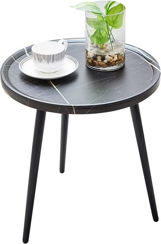 Photo 1 of Black Side Table, Round End Table for Living Room Bedroom Balcony and Small Spaces Bedside Table, Modern Small Nightstand with Metal Legs(15.7x16.5inches)
