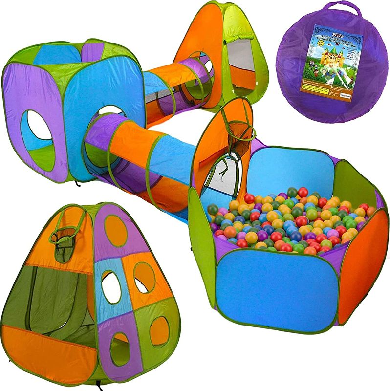 Photo 1 of Playz 5-Piece Kids Pop up Play Tent Crawl Tunnel (Does not come with Ball) 