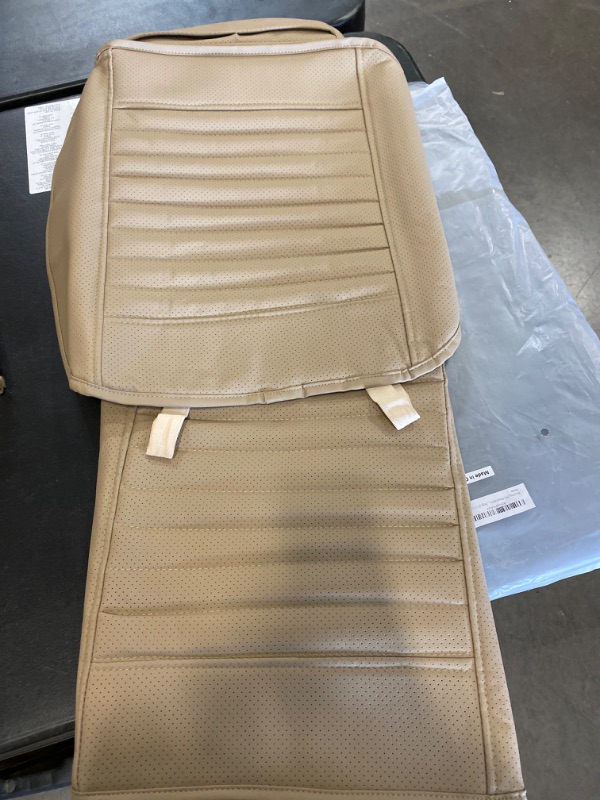 Photo 1 of D-Lumina 2Pcs Front Seat Covers - Leather Car Seats Bottom Cover Cushion Pad Mat Protector , Bamboo Charcoal Filled, Universal for 4 Season, Beige (21.5 × 24.06 Inch) NEW 