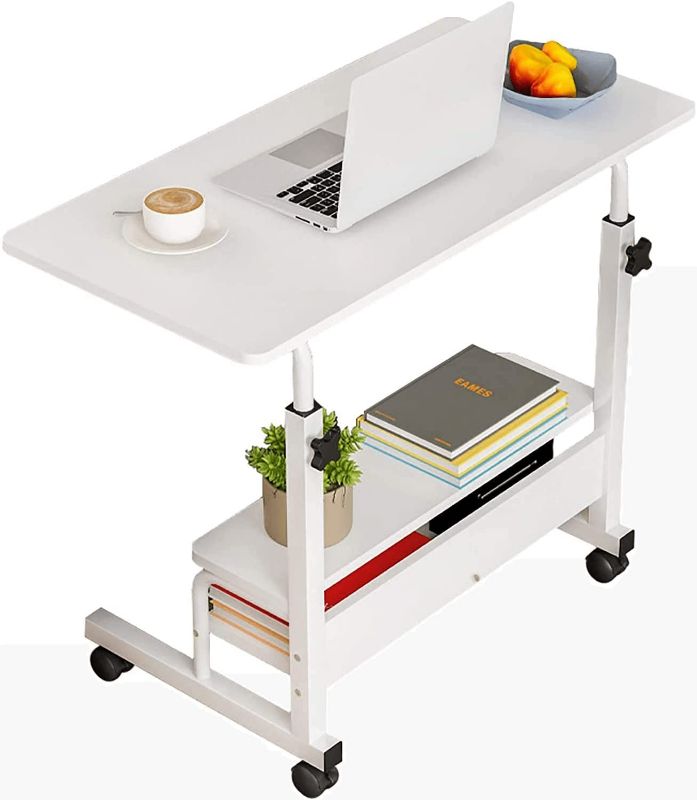 Photo 1 of Adjustable Height Mobile Computer Desk for Small Space Rolling Writing Desk with Wheels Corner Desk Home Office Study Desk Portable for Bedrooms Work Desk