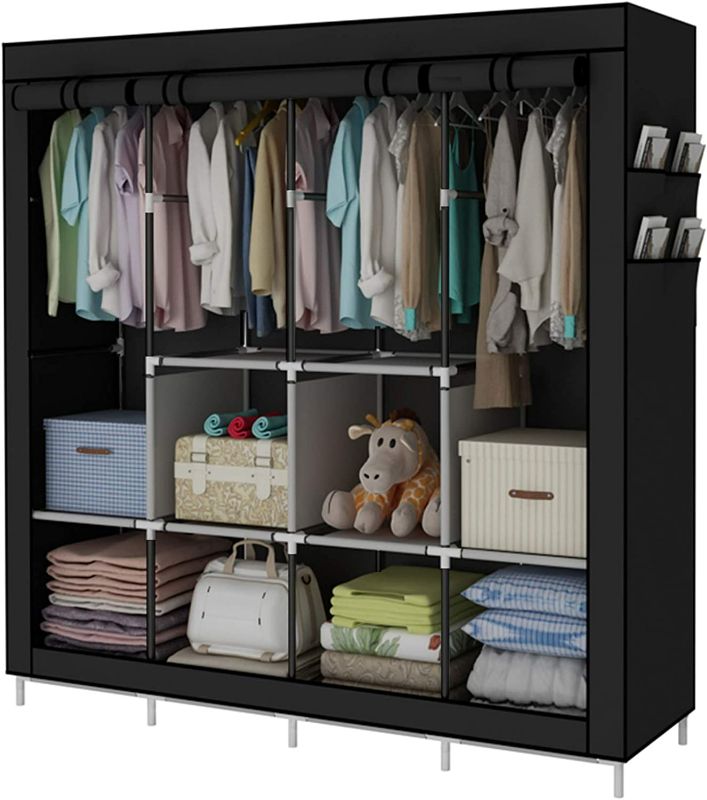 Photo 2 of ACCSTORE Portable Wardrobe Clothing Wardrobe Shelves Clothes Storage Organiser Black NEW 