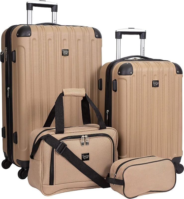 Photo 1 of Travelers Club Midtown Hardside 4-Piece Luggage Travel Set, Expandable, Tan NEW