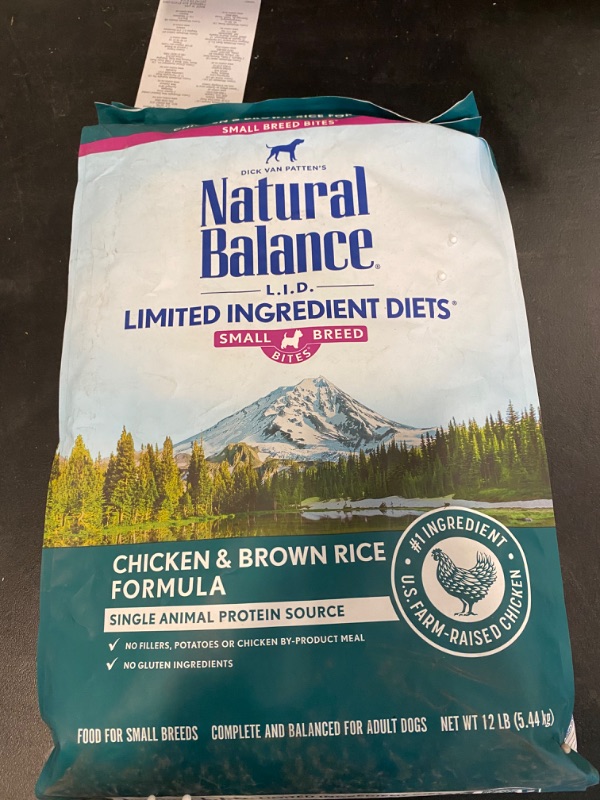 Photo 3 of Natural Balance L.I.D. Limited Ingredient Diets Chicken & Brown Rice Formula Small Breed Bites Dry Dog Food, 12-lb bag NEW 
