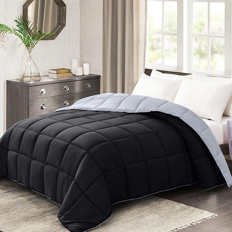 Photo 1 of Lightweight Comforter Black - All Season Down Alternative Bed Comforter Summer Duvet Insert Quilted Reversible Comforters King Size Black/Light Grey