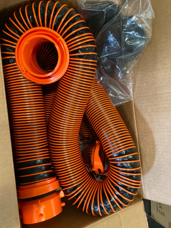 Photo 2 of Camco RhinoEXTREME 20ft RV Sewer Hose Kit, Includes Swivel Fitting and Translucent Elbow with 4-In-1 Dump Station Fitting, Crush Resistant, Storage Caps Included - 39867 NEW 