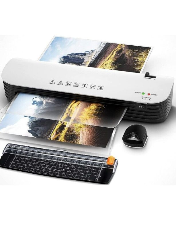 Photo 1 of  Toyuugo A4 Laminator 4 in 1 Thermal Laminator for Home Office School Use, 9 inches Max Width, Quick Warm-Up, Paper Trimmer, Corner Rounder (15 Laminating Pouches) NEW