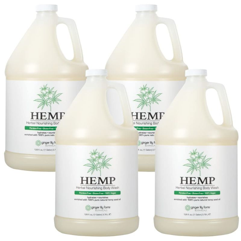 Photo 1 of Ginger Lily Farms Botanicals HEMP Herbal Moisturizing Conditioner, Enriched with 100% Pure Natural Hemp Seed Oil, 100% Vegan & Cruelty-Free, 1 Gallon Refill 128 Fl Oz (Pack of 4) NEW 